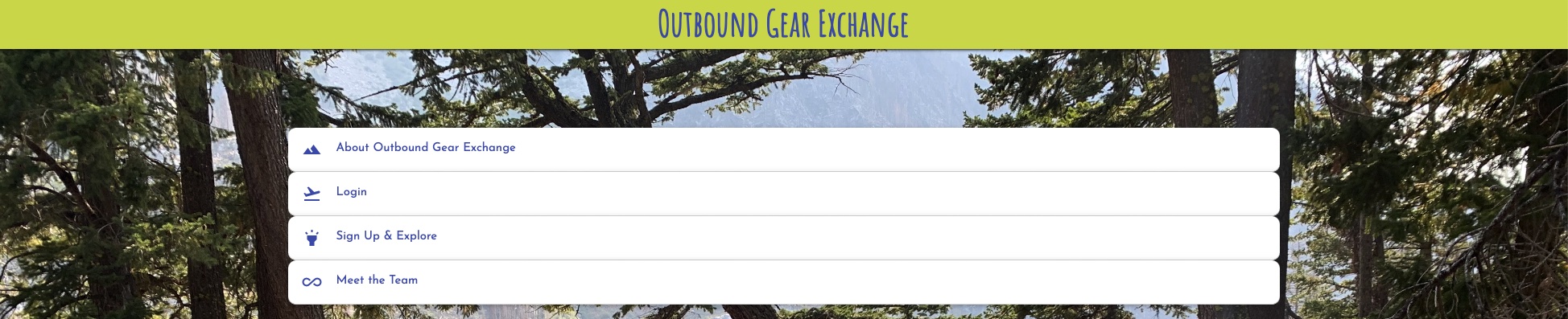 screenshot of Outbound Gear Exchange website homepage